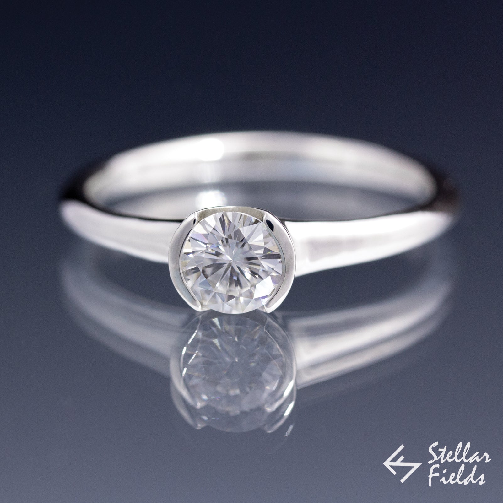 Diamond Foundry Lab Diamond Semi Bezel Engagement Ring Minimal Platinum