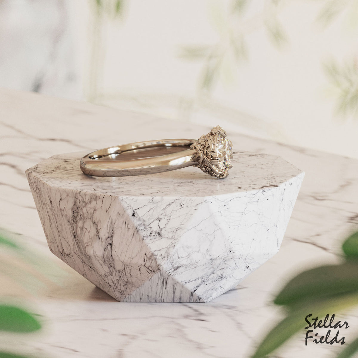 Petal-Flower-1carat-Diamond-Engagement-Ring-Vintage-Modern