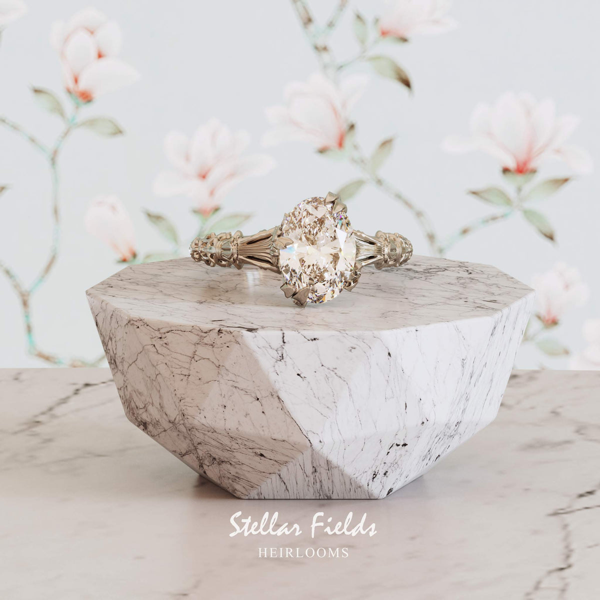 Custom Made Diamond Engagement Ring Platinum Stellar Fields Jewelry