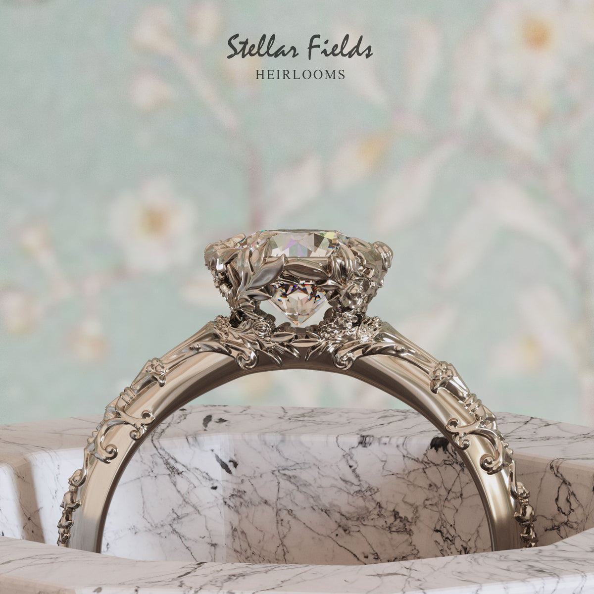 Nature Inspired Engagment Ring Platinum
