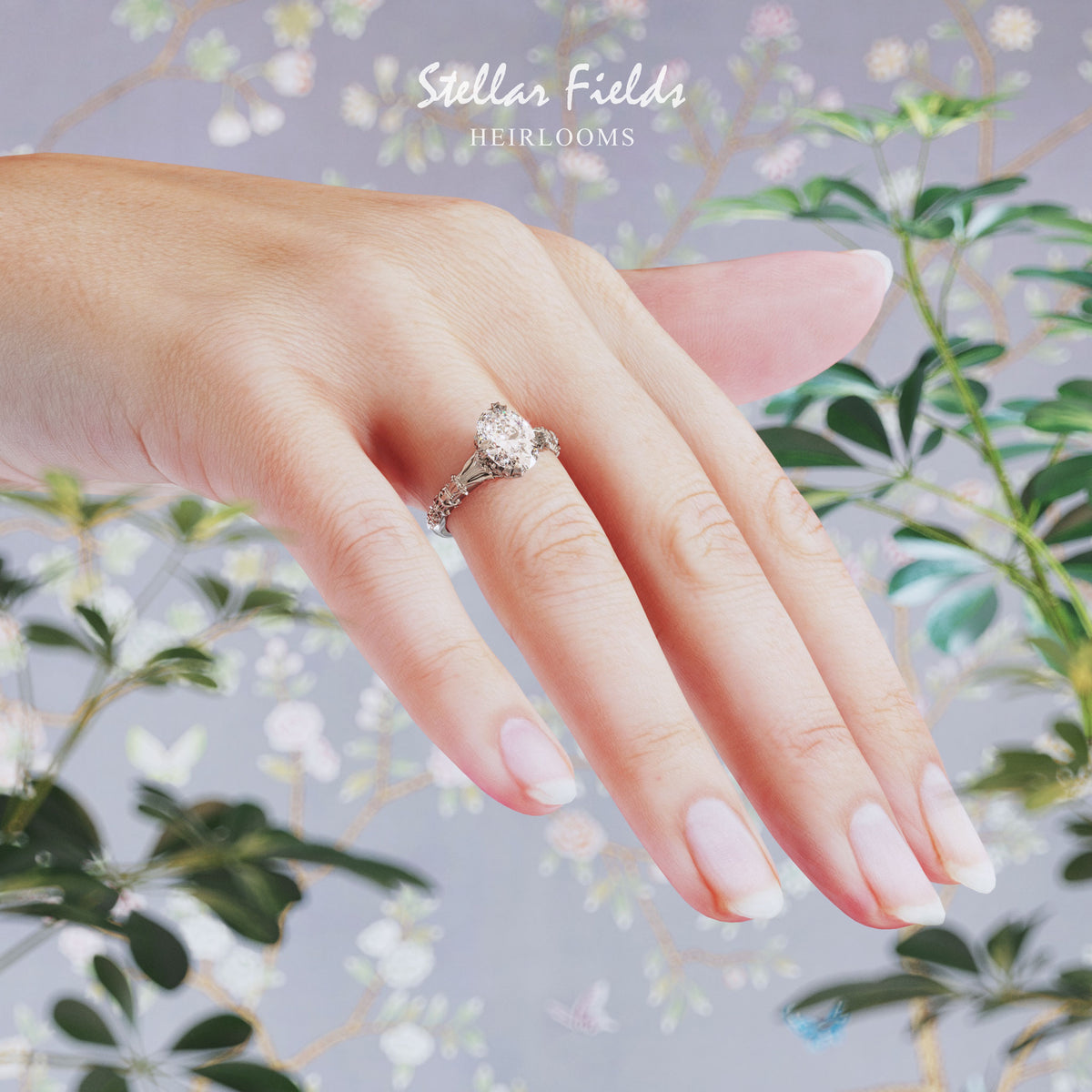 Oval Diamond Engagement Ring Stellar Fields Jewelry Platinum