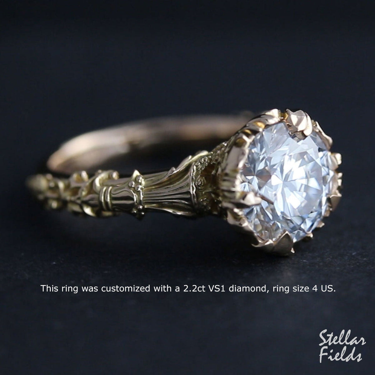 Custom Order Isaiah - Elise Heirloom Floral Engagement Ring Intricate OOAK