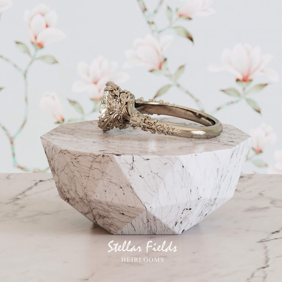 Unique Engagement Ring Oval Cut Diamond Stellar Fields Jewelry