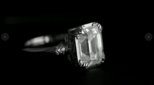 Emerald Cut Diamond Engagement Ring Vintage Inspired Unique Stellar Fields Jewelry