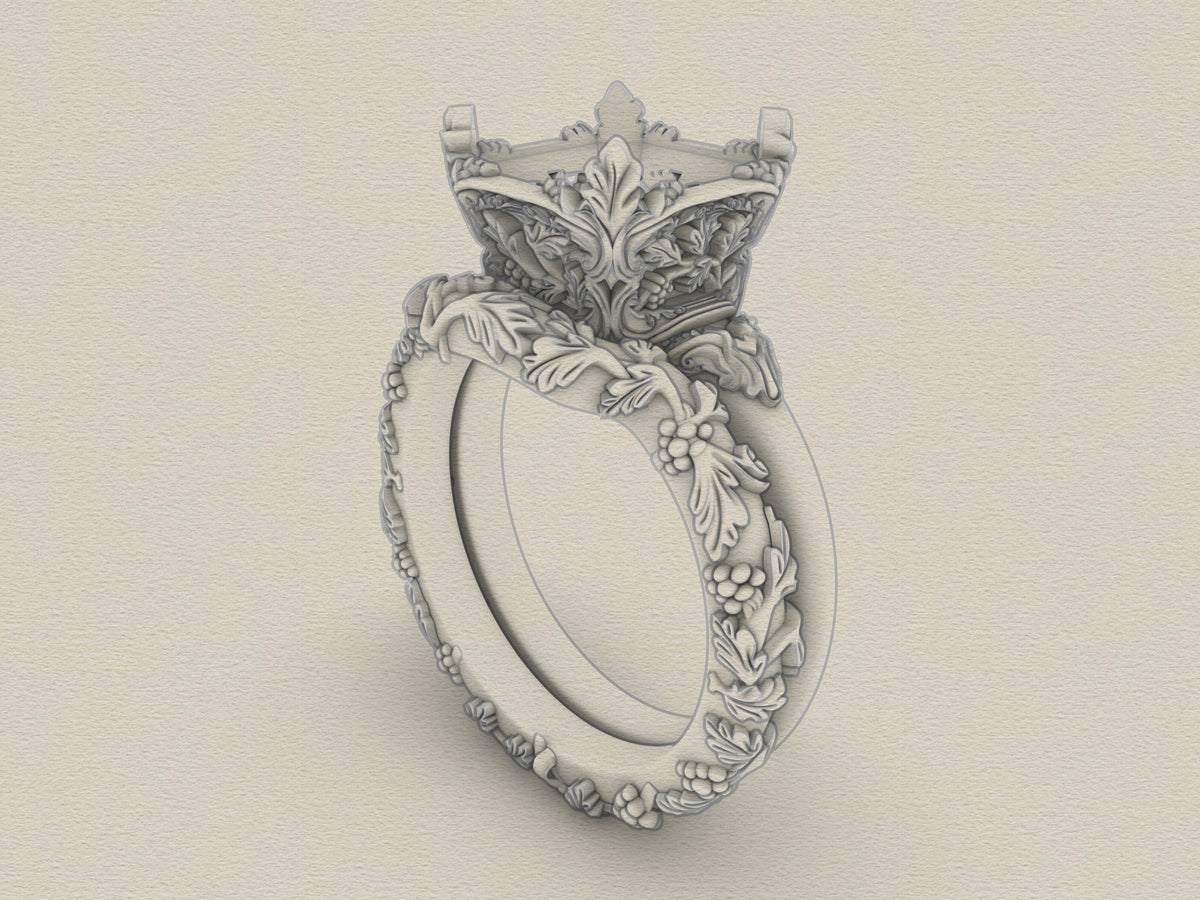Custom - Vintage Flourish Contour Wedding Ring Shadow Band