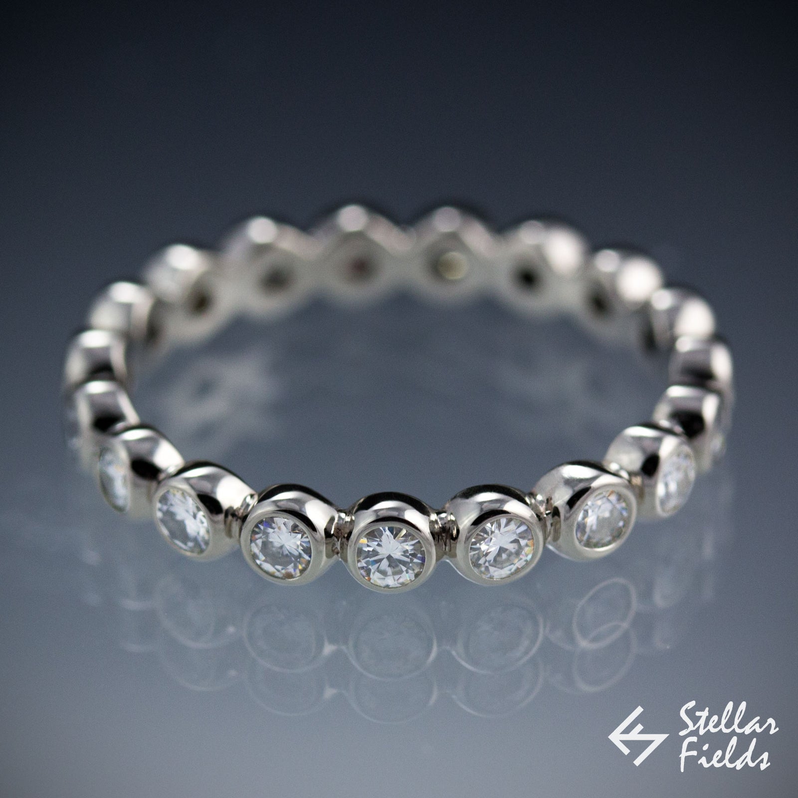 Canadian diamond eternity wedding band 14k gold palladium platinum Stellar Fields