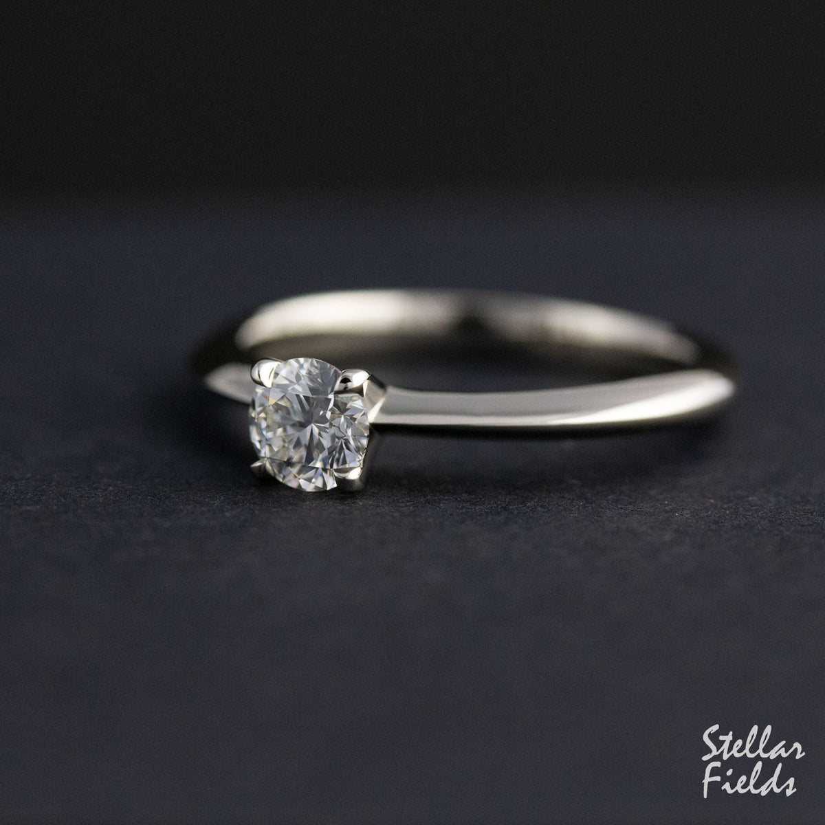 Custom Solitaire Moissanite Engagement Ring Handcrafted Stellar Field