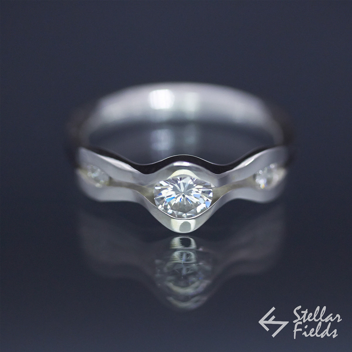 0.5ct Diamond Wave Engagement Ring in 14k White Gold Platinum