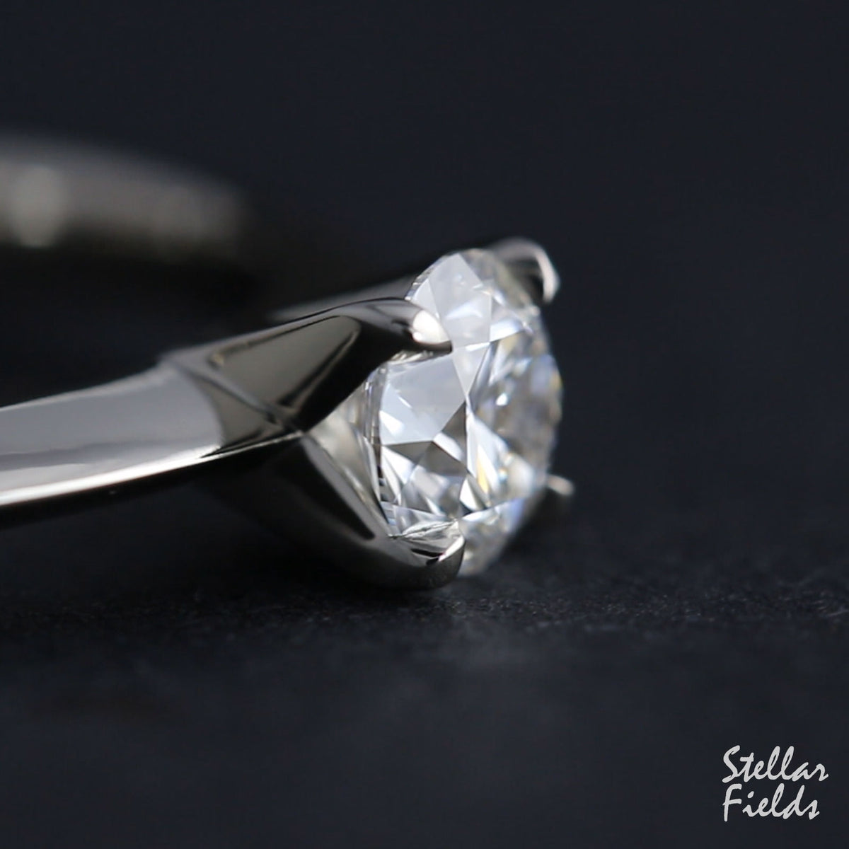 Diamond Solitaire Claw Prong Ring Custom Handmade  Stellar Fields