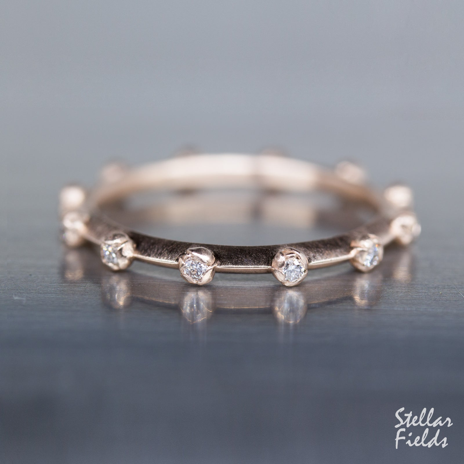 Eternity Band Floral Rose Bud 14k Rose Gold Stellar Fields Jewelry