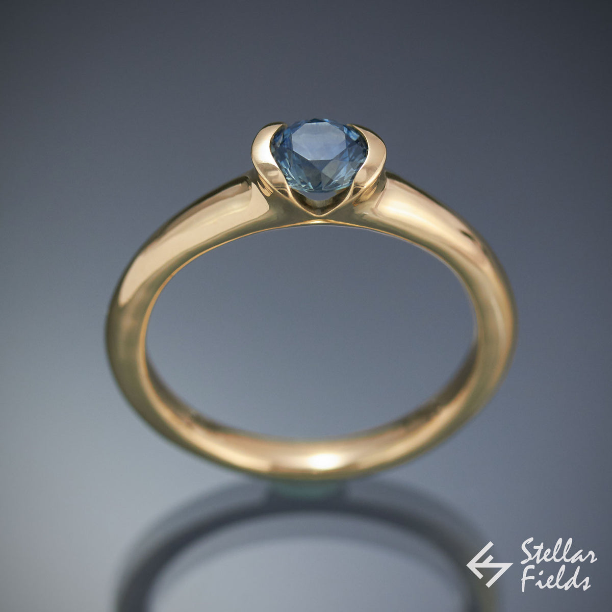 Blue Montana Sapphire Semi Bezel Engagement Ring Stellar Fields