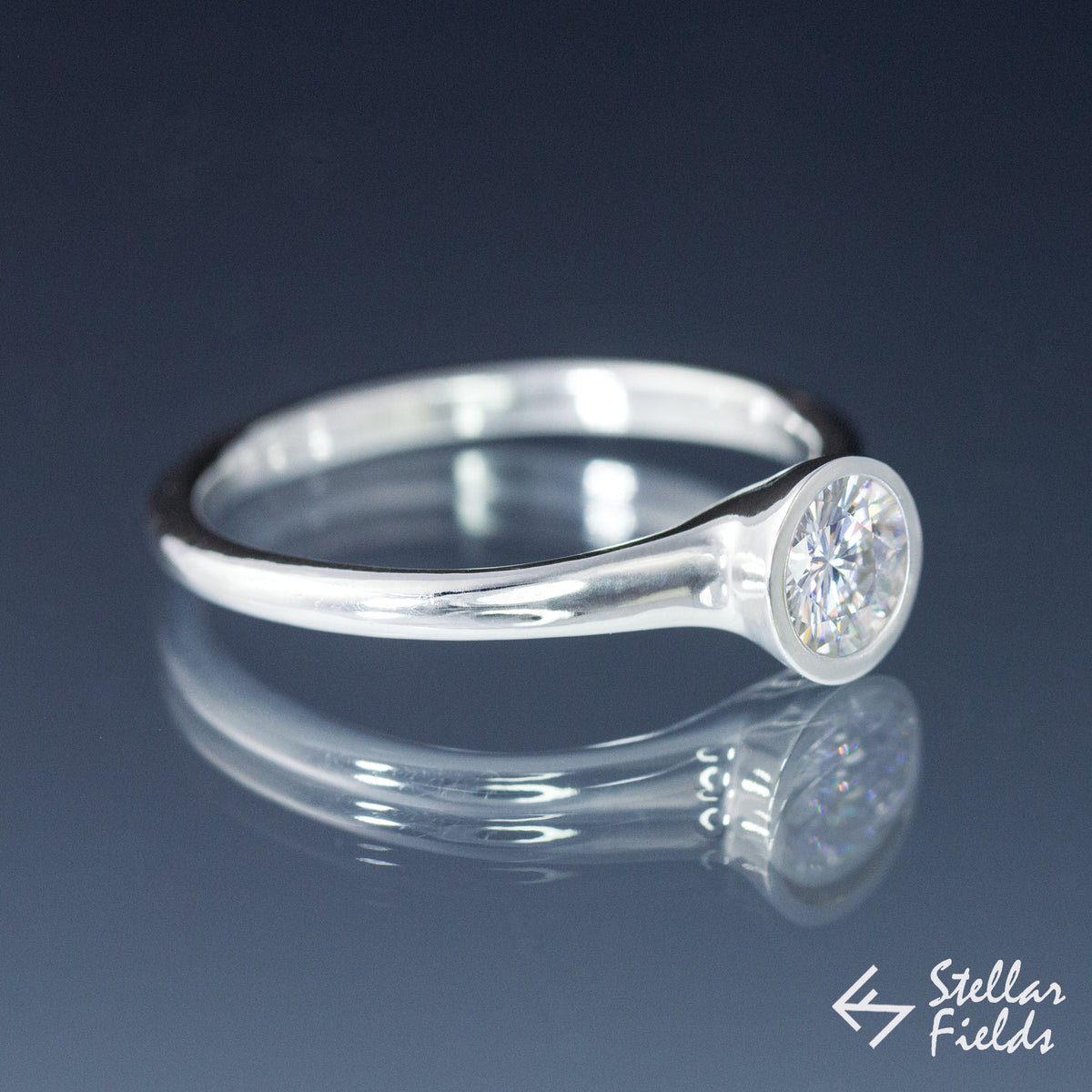 Forever Brilliant™ Moissanite Full Bezel Set Engagement Ring - Stellar Fields