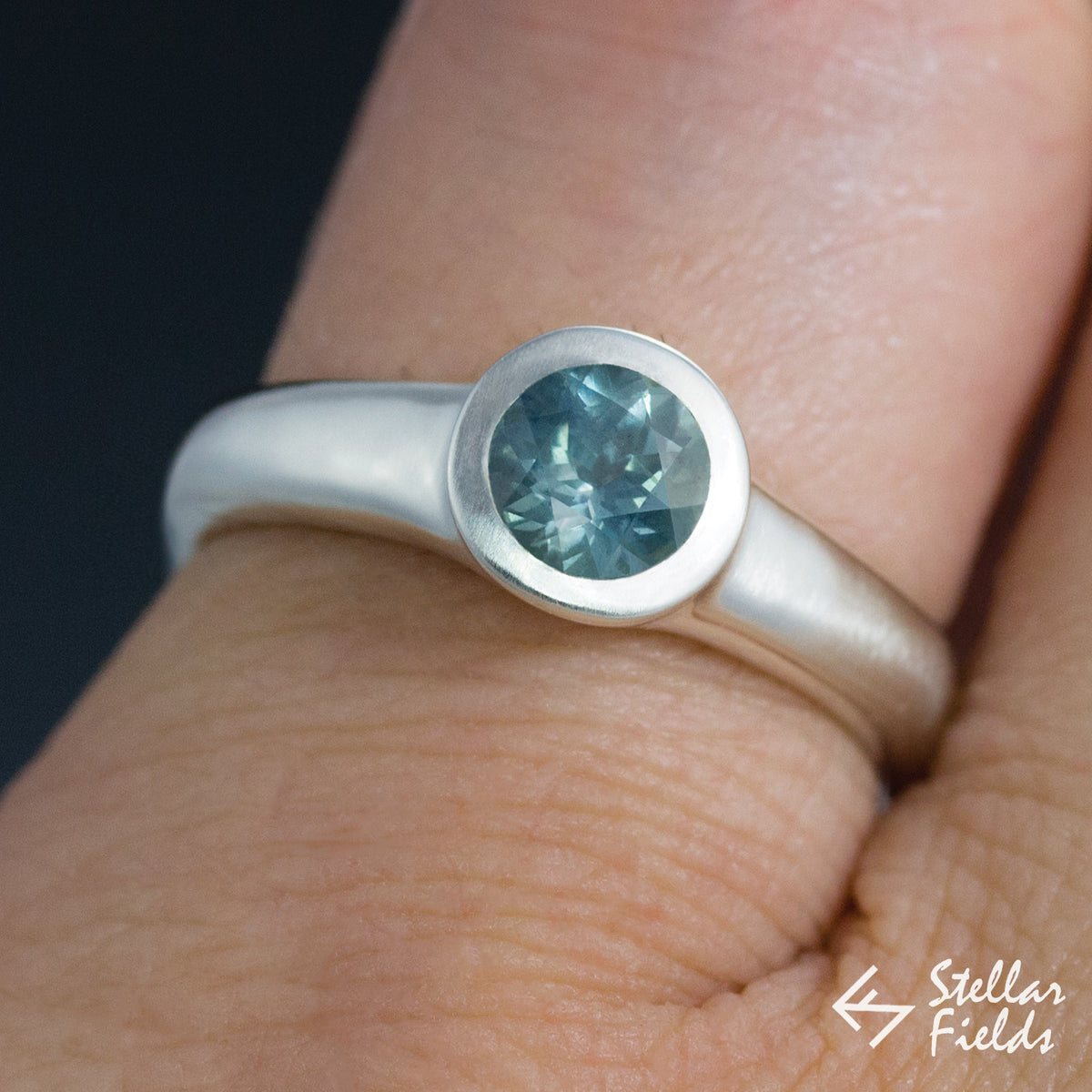 Fair Trade 5mm Montana Sapphire Simple Bezel Engagement Ring