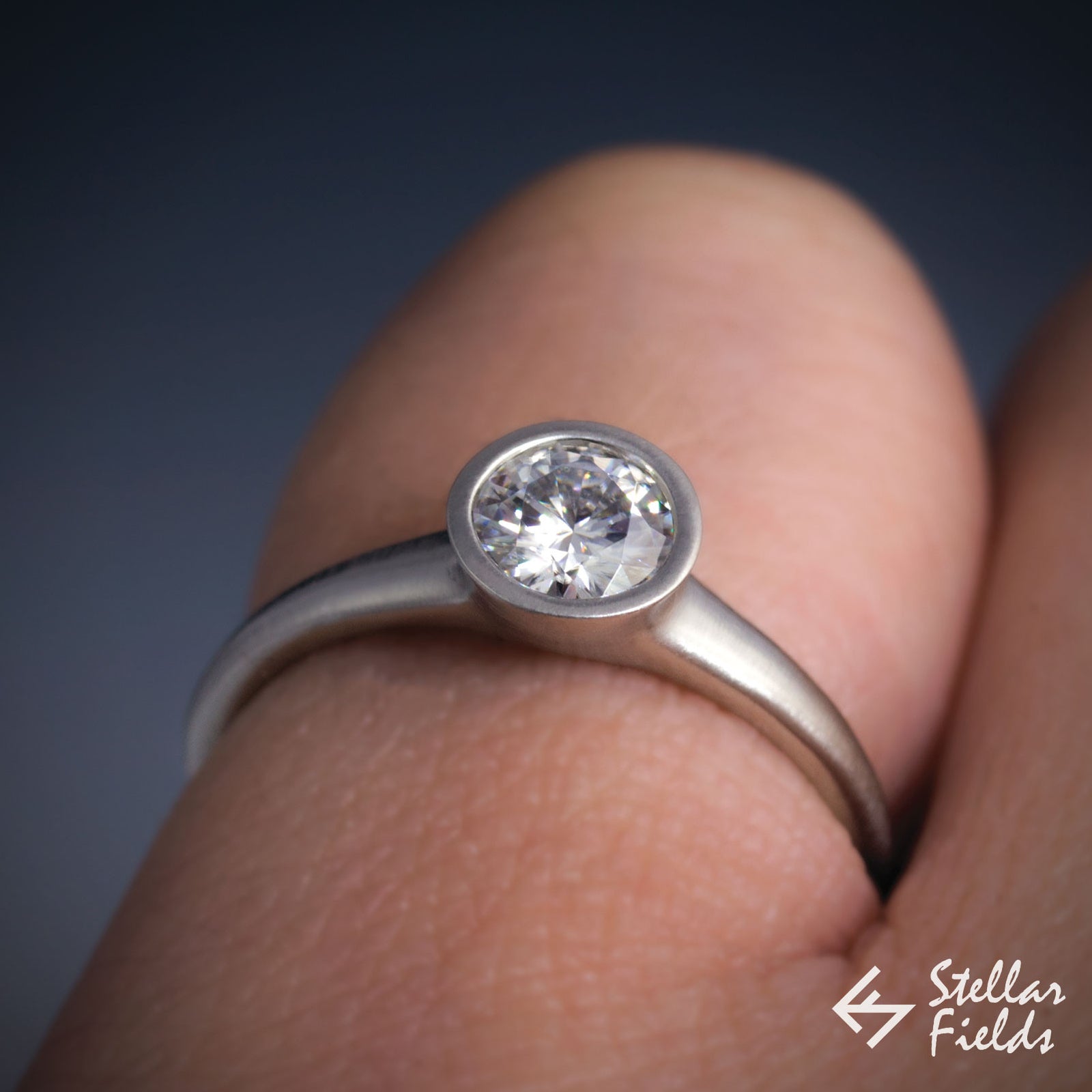 Forever Brilliant™ Moissanite Full Bezel Set Engagement Ring - Stellar Fields