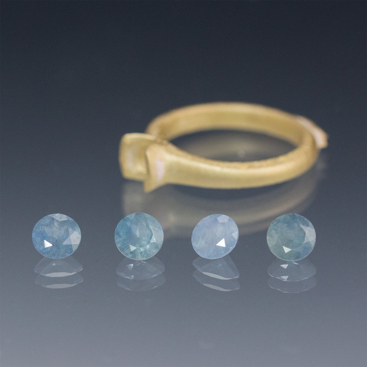 Fair Trade Blue Montana Sapphire Semi Bezel Engagement Ring - Stellar Fields
