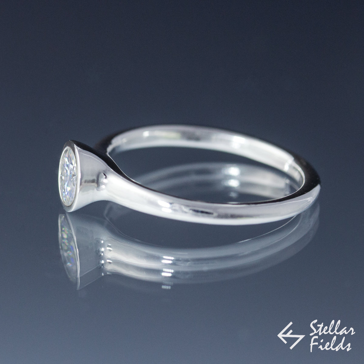Full Bezel Engagement Ring &amp; Wedding Band Bridal Set - 7.5mm (1.5ct) Forever One Moissanite