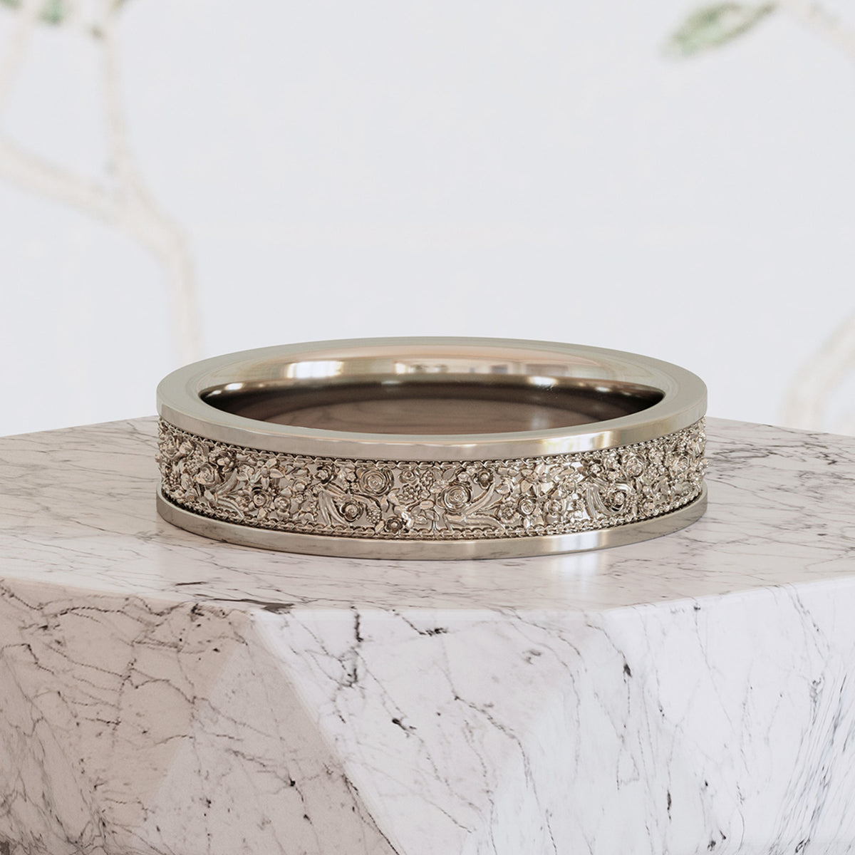 Intricate Wedding Ring Heirloom Floral Foliage Unique Gold