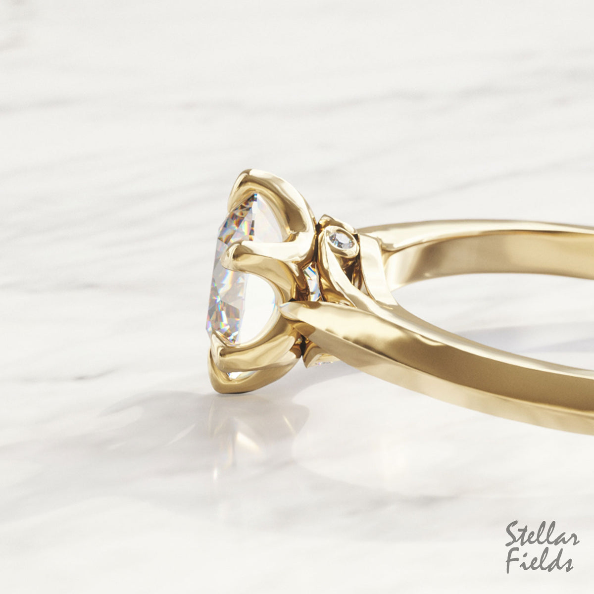Lab Diamond Prong Engagement Ring Victorian Baroque Engagement Ring Stellar Fields