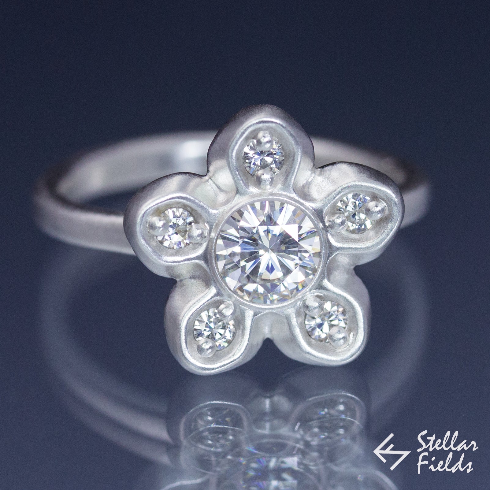 Lab Diamond Sakura Engagement Ring 14k White Gold