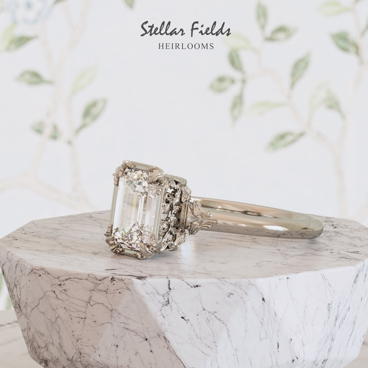 Lab Diamond Vintage Engagement Ring