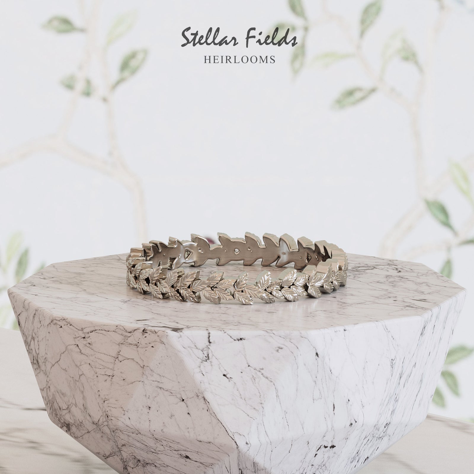 Laurel Leaf Wedding Ring Platinum Stellar Fields Jewelry