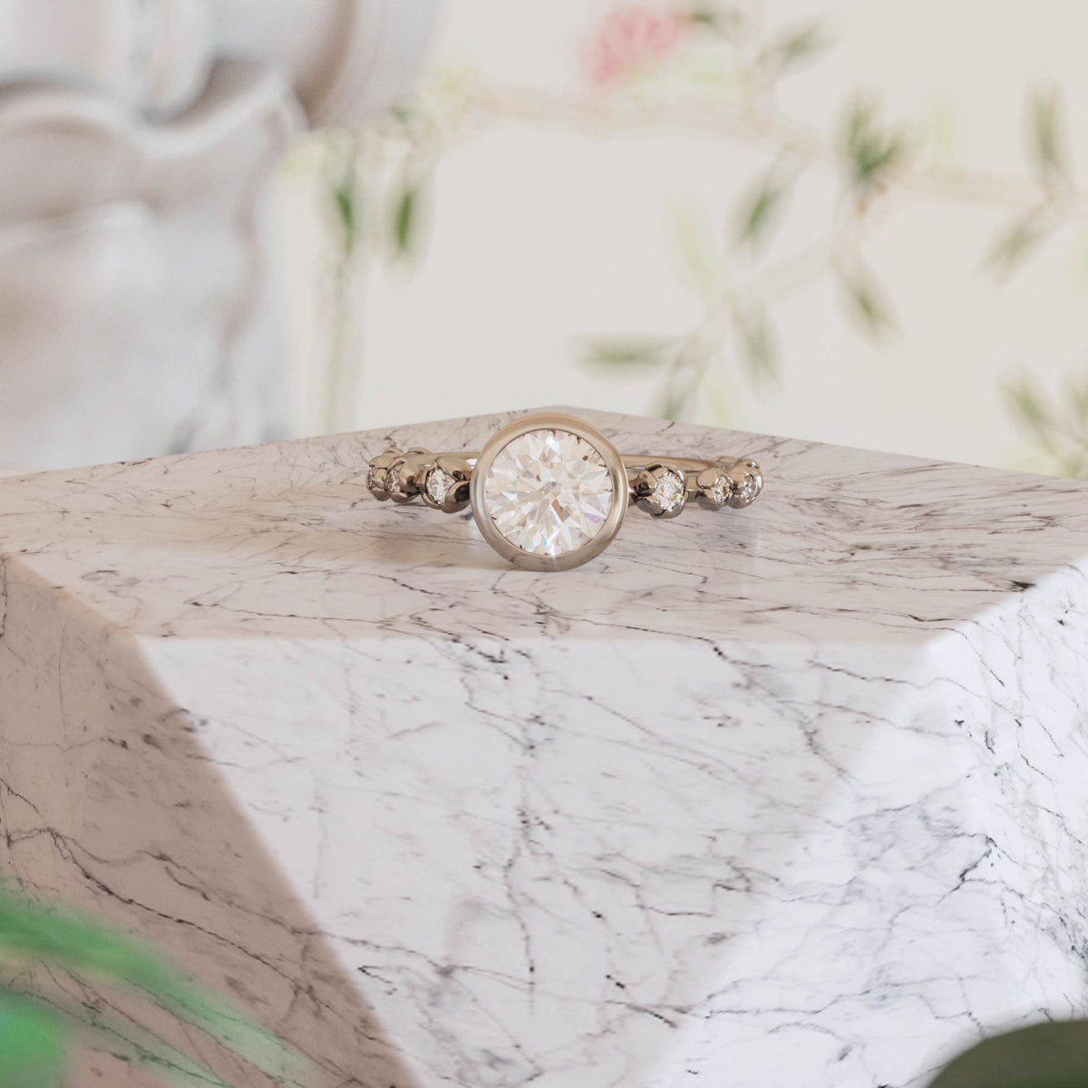 Modern-Floral-Bezel-Engagement-Ring-Platinum