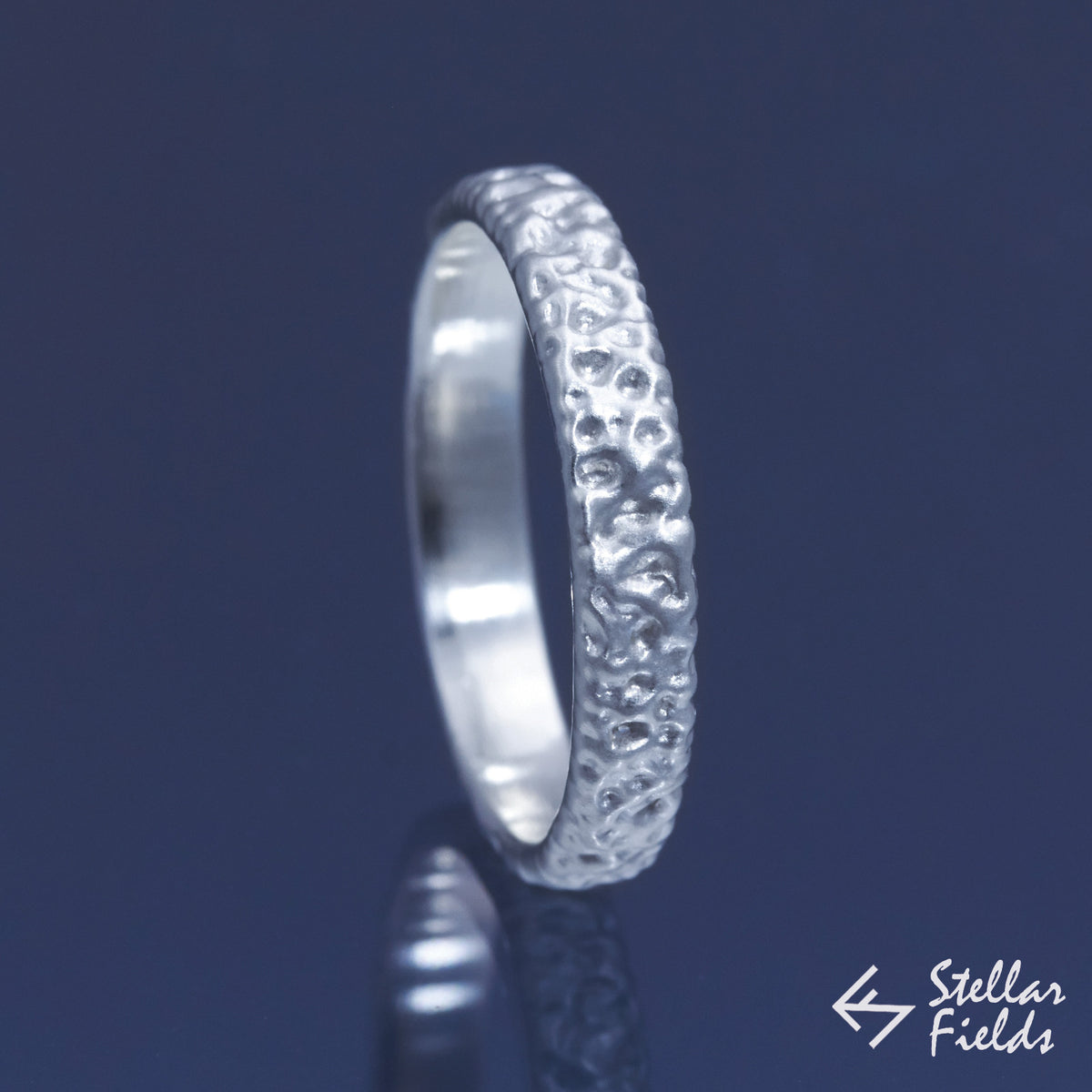 Modern Ripple Textured Wedding Ring Band - Stellar Fields