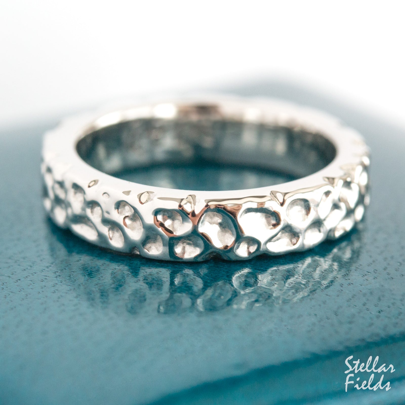 Modern Wedding Band Textured Tactile Wedding Ring OOAK Platinum Stellar Fields