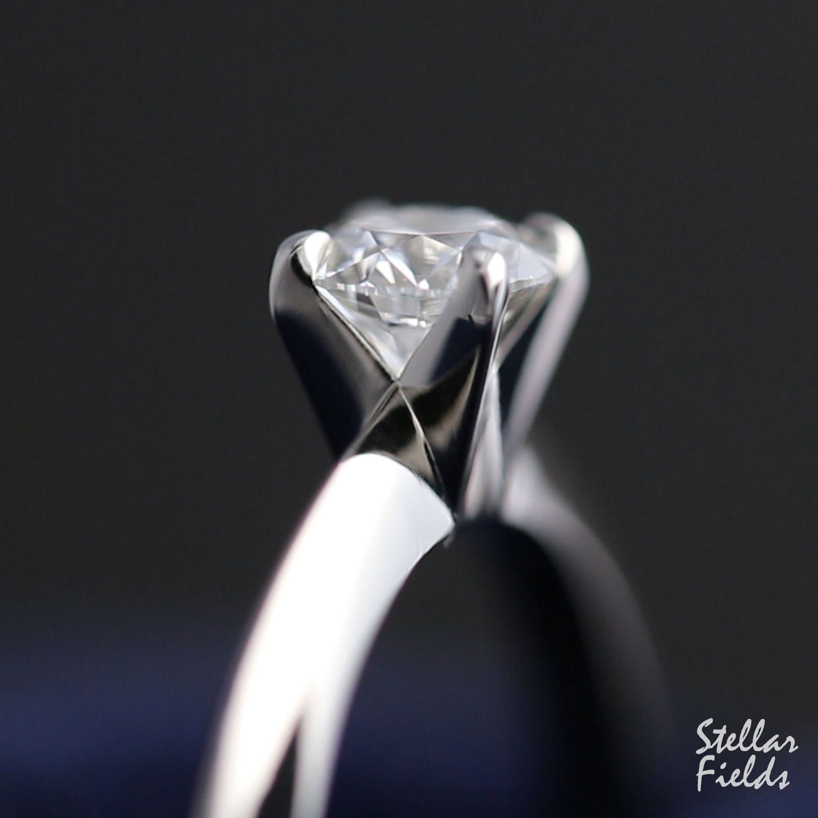 Moissanite Solitaire Engagement Ring Unique Handmade