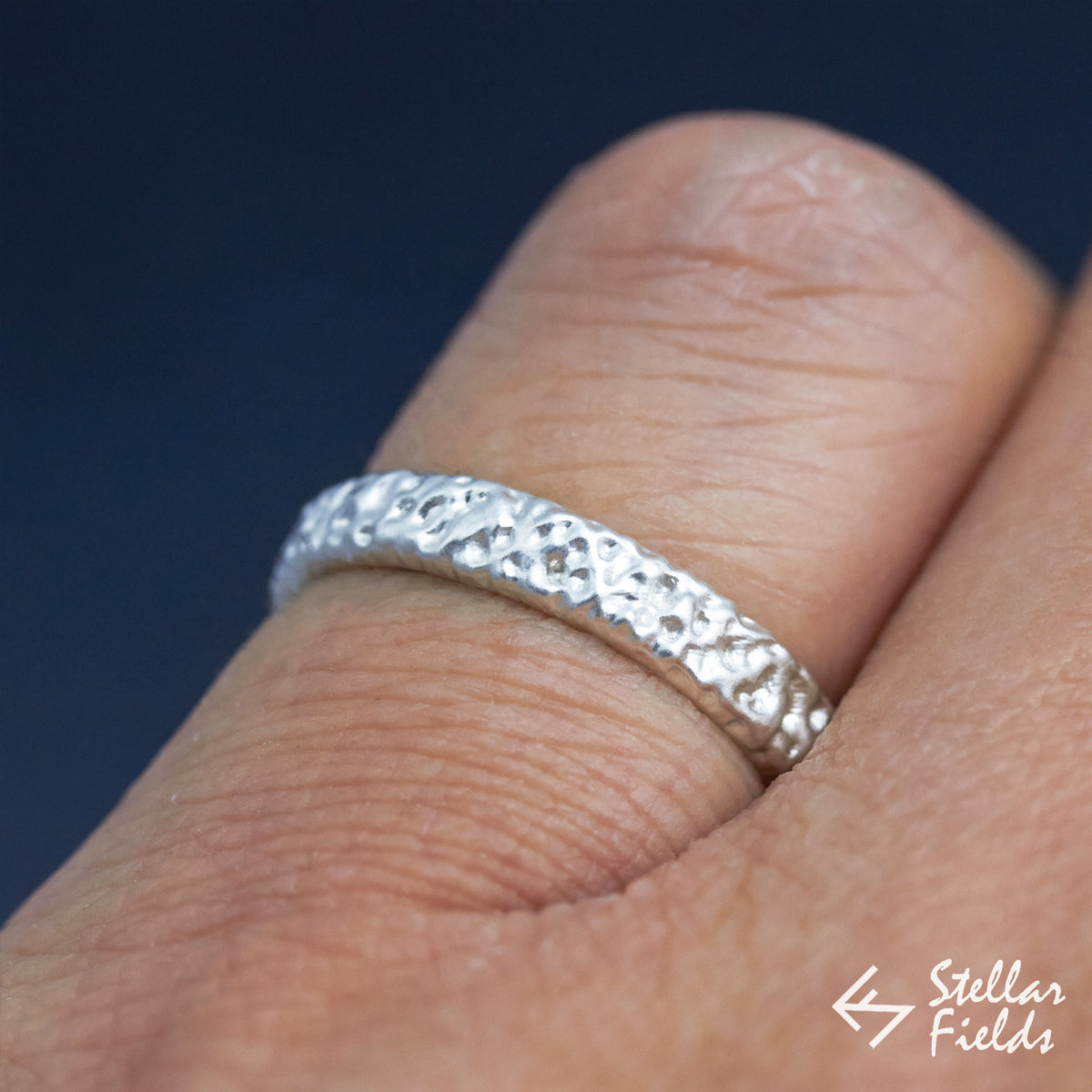 Diamond Modern Textured Wedding Ring Set - Stellar Fields