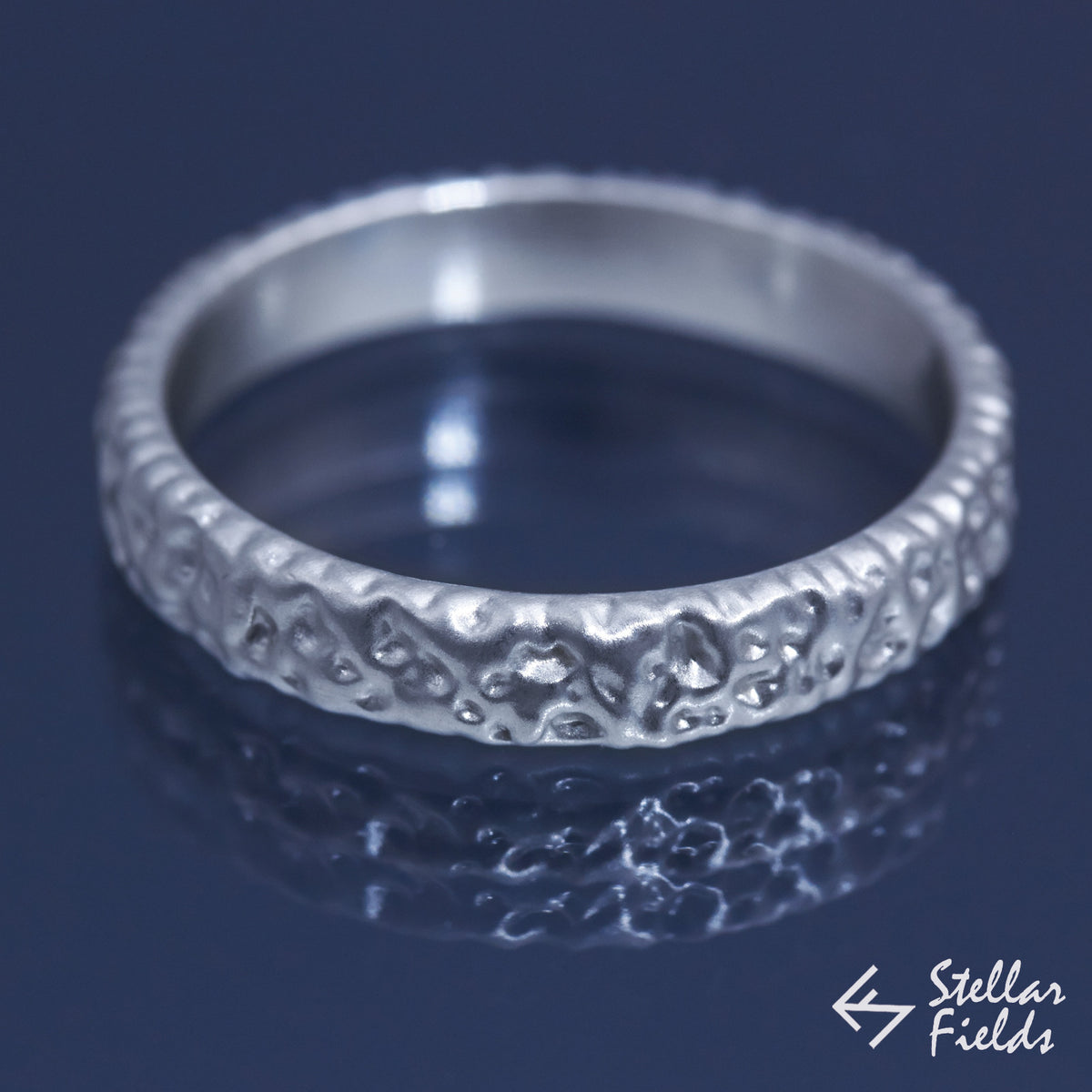 Diamond Modern Textured Wedding Ring Set - Stellar Fields