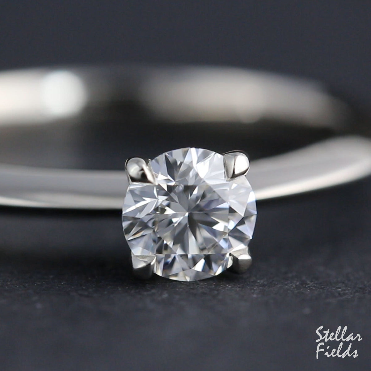 Solitaire Lab Diamond Prong Ring Tailored Handmade  Stellar Fields