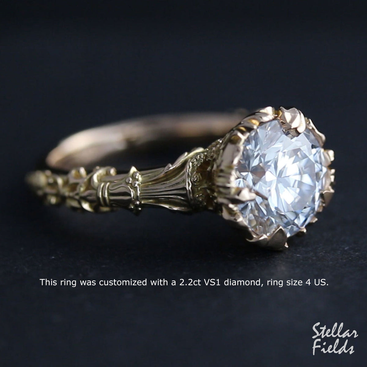 Elise Heirloom Floral Engagement Ring Intricate OOAK