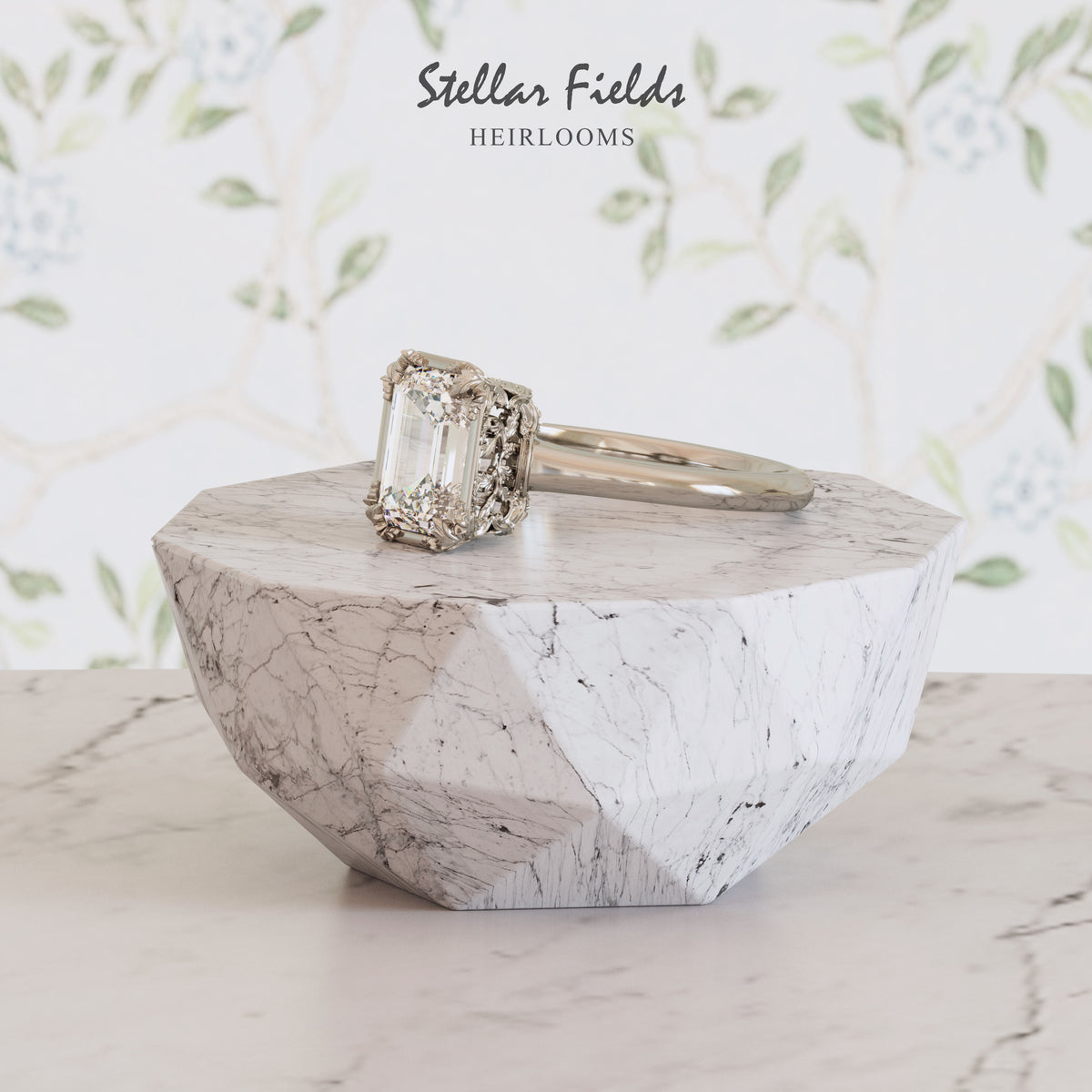 Victorian Engagement Ring Diamond Platinum Stellar Fields Jewelry