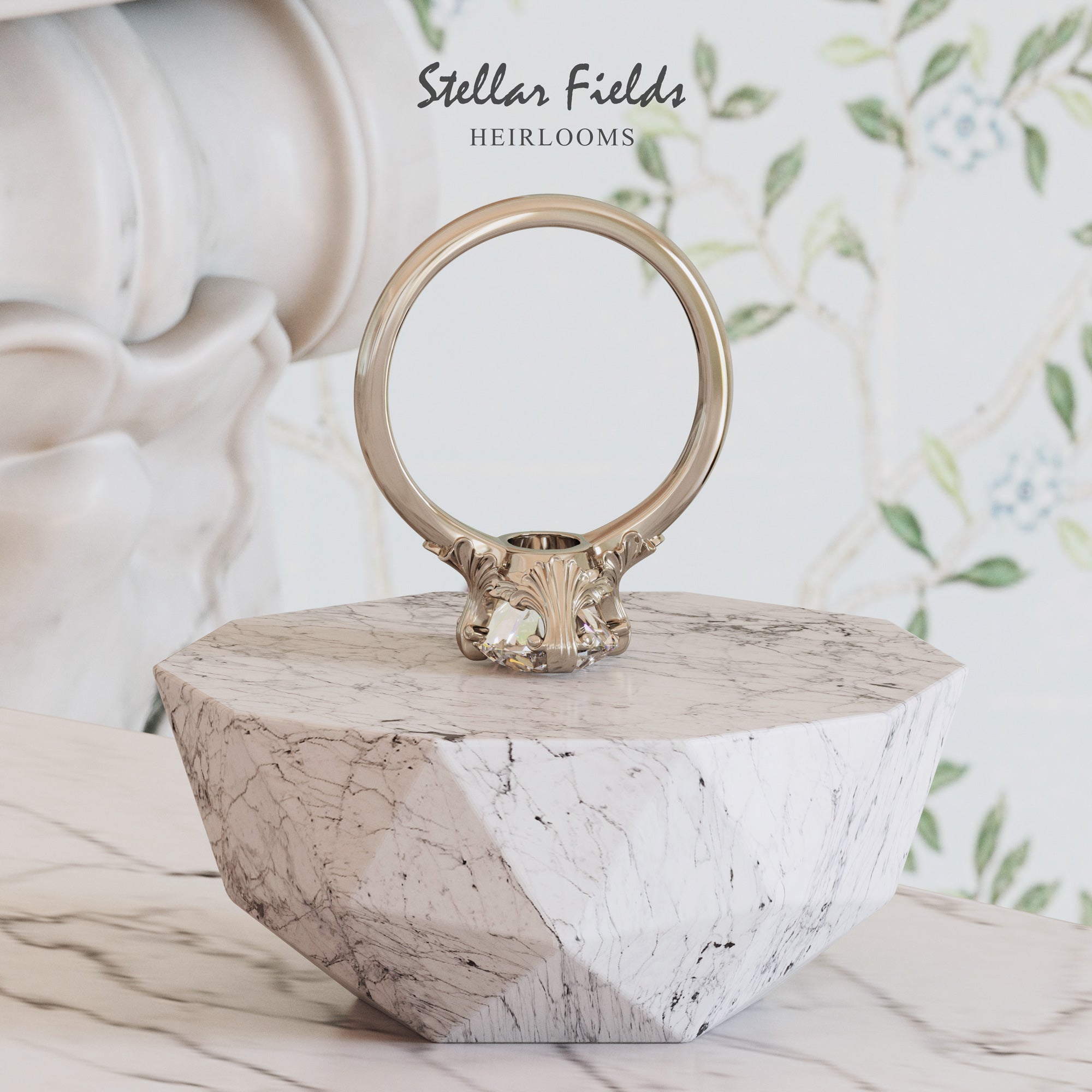 Shell Inspired Diamond Rings Clarisse Oval Diamond Engagement Ring Modern Vintage Sea Shells ...