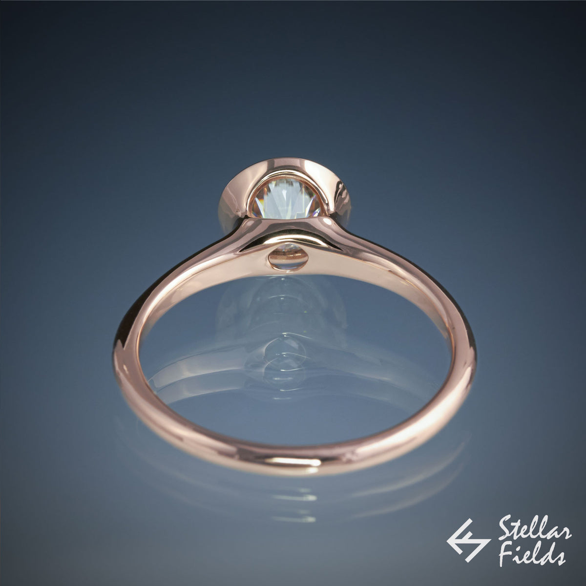 1ct 6.5mm Forever One™ Moissanite Full Bezel Set Engagement Ring - Stellar Fields