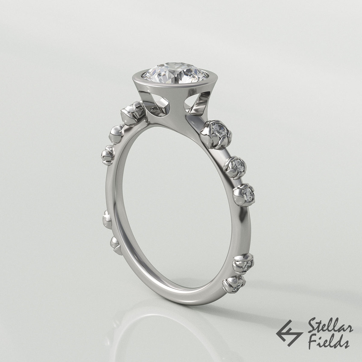 modern lab diamond engagement ring white gold Stellar Fields