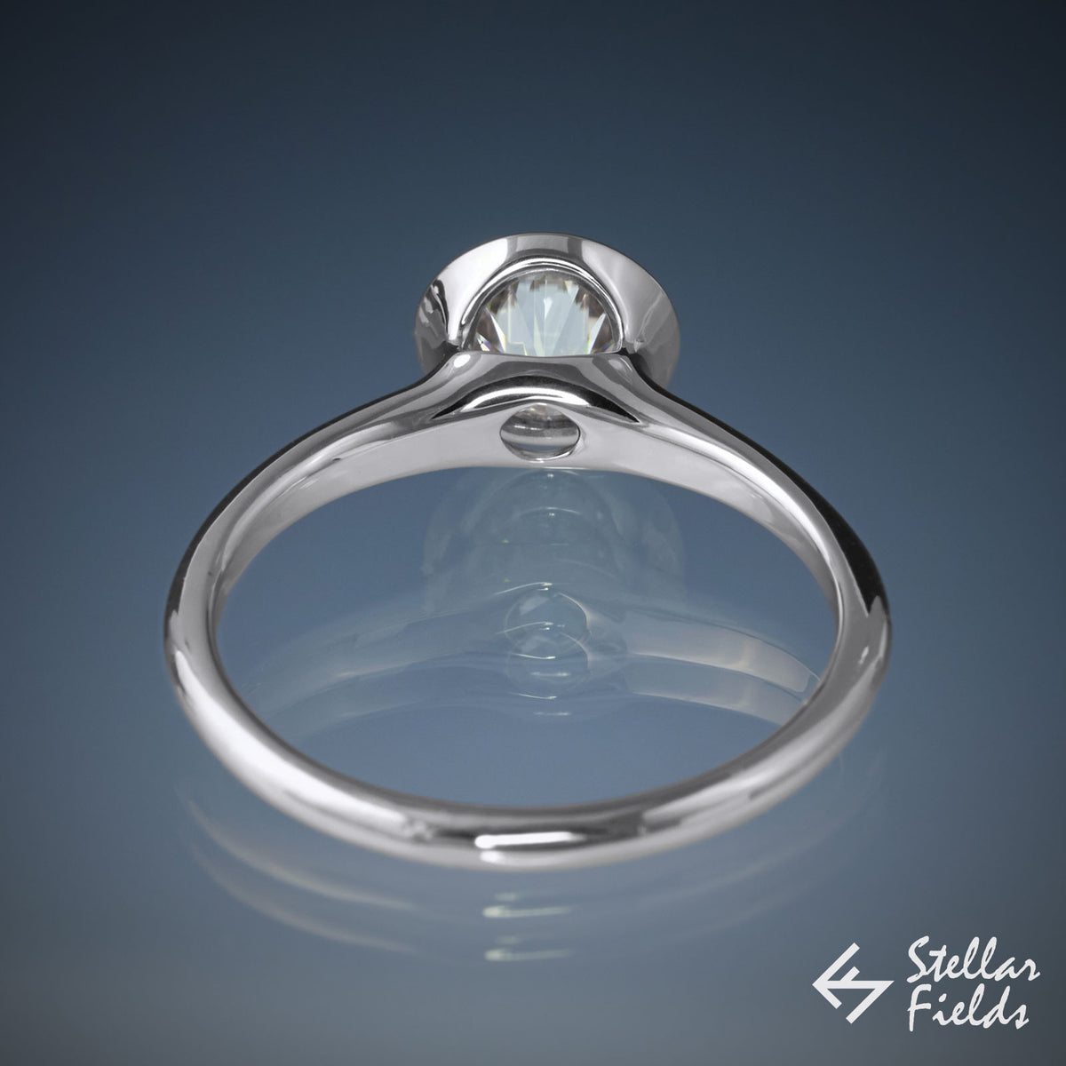 1ct 6.5mm Forever One™ Moissanite Full Bezel Set Engagement Ring - Stellar Fields