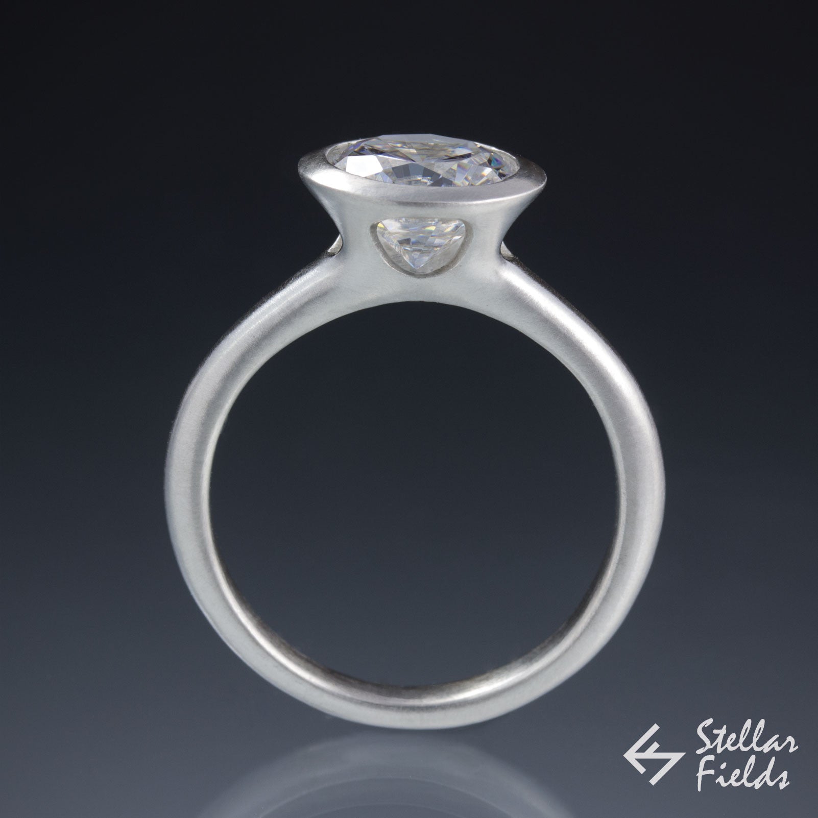 full bezel diamond engagement ring 2ct 8mm platinum stellar fields